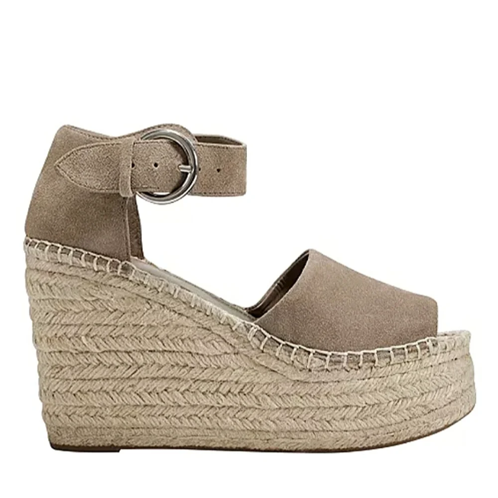 New No Box Marc Fisher LTD Alita Genuine Suede Platform Wedge Espadrille Sandal